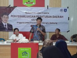 Anggota DPRD Babel, Safri Sosialisasi Penyebarluasan Perda No. 6 Tahun 2019